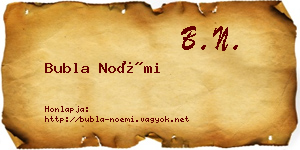 Bubla Noémi névjegykártya